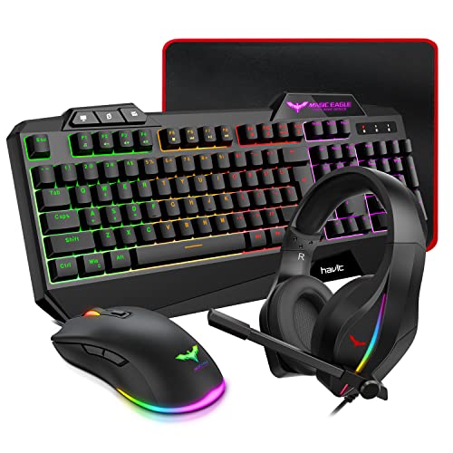 4 in 1 Gaming keyboard, headset with microphone, mouse, and mouse pad
